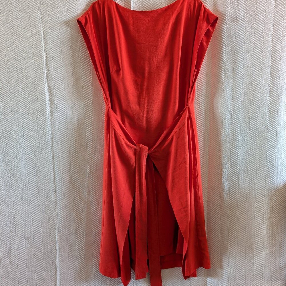 Veronika Maine Wrap Tie Front Red Orange Dress Size 14 Spring Office Cocktail